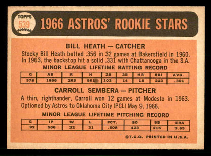 1966 Topps Baseball #539 Bill Heath Astros NR-MT 566751