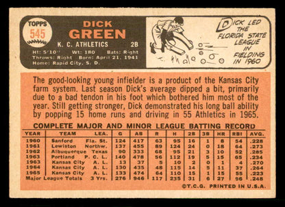 1966 Topps Baseball #545 Dick Green A's EX-MT 566768