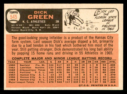 1966 Topps Baseball #545 Dick Green A's NR-MT 566769