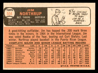 1966 Topps Baseball #554 Jim Northrup Tigers EX-MT 566798