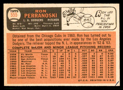 1966 Topps Baseball #555 Ron Perranoski Dodgers NR-MT 566801