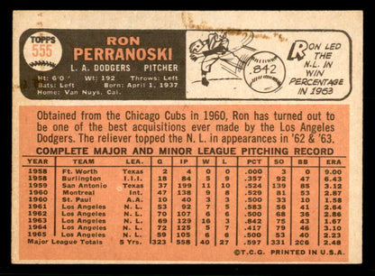 1966 Topps Baseball #555 Ron Perranoski Dodgers EX-MT 566802