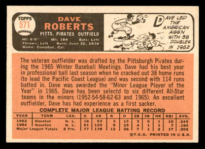 1966 Topps Baseball #571 Dave Roberts Pirates NR-MT 566862