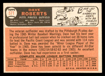 1966 Topps Baseball #571 Dave Roberts Pirates EX-MT 566863