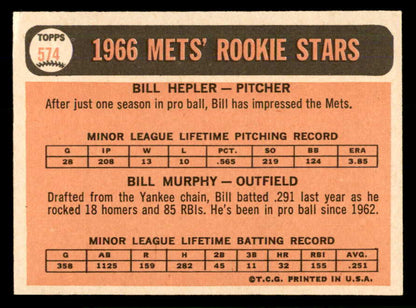 1966 Topps Baseball #574 Bill Hepler Mets EX-MT 566875