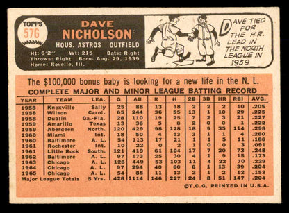 1966 Topps Baseball #576 Dave Nicholson Astros VG-EX 566883