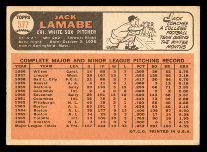 1966 Topps Baseball #577 Jack Lamabe White Sox EX 566889