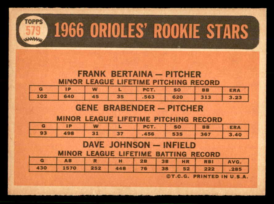 1966 Topps Baseball #579 Dave Johnson Orioles EX-MT 566893