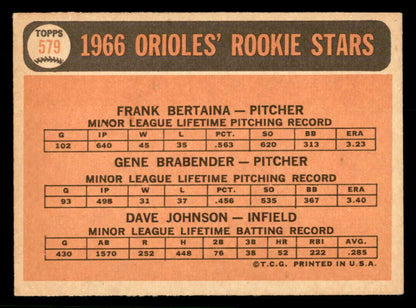 1966 Topps Baseball #579 Dave Johnson Orioles VG-EX 566894