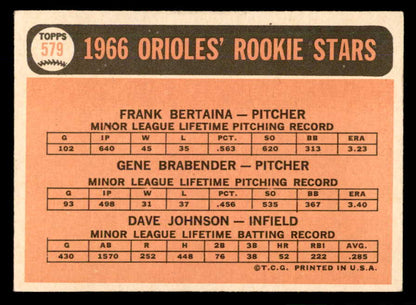 1966 Topps Baseball #579 Dave Johnson Orioles EX+/EX-MT 566896