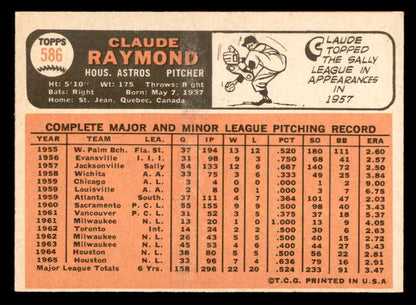 1966 Topps Baseball #586 Claude Raymond Astros VG-EX 566916