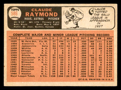 1966 Topps Baseball #586 Claude Raymond Astros EX-MT 566917