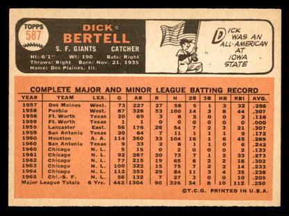 1966 Topps Baseball #587 Dick Bertell Giants EX+/EX-MT 566918