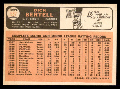 1966 Topps Baseball #587 Dick Bertell Giants EX-MT 566919
