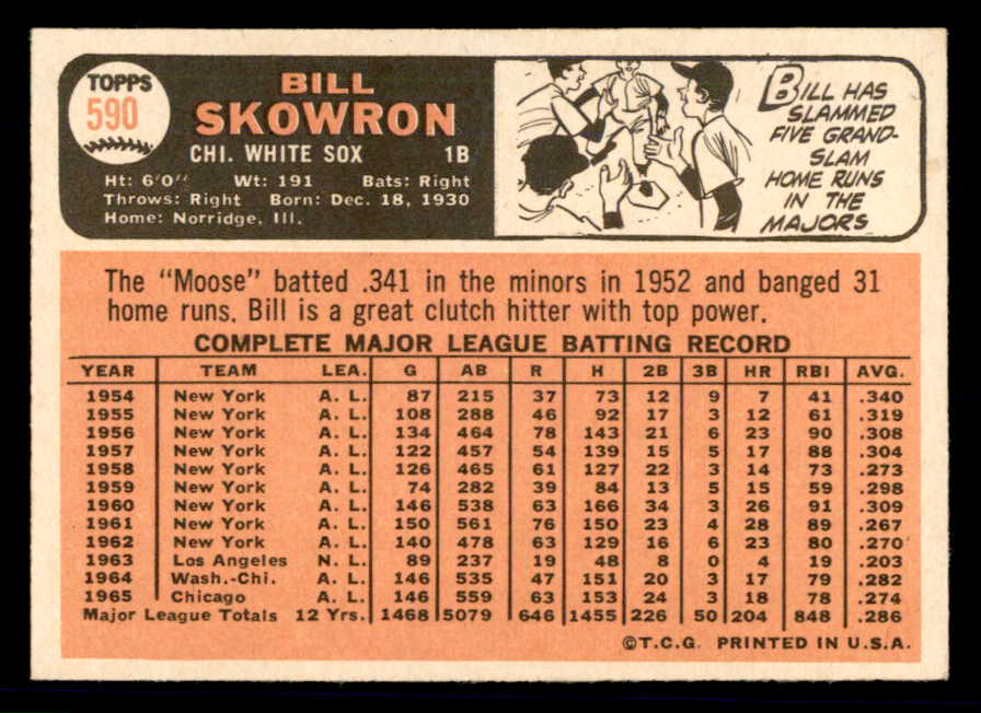 1966 Topps Baseball #590 Bill Skowron White Sox EX-MT 566931