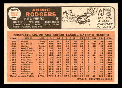 1966 Topps Baseball #592 Andre Rodgers Pirates EX-MT 566940