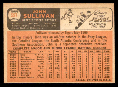 1966 Topps Baseball #597 John Sullivan Tigers EX+/EX-MT 566961