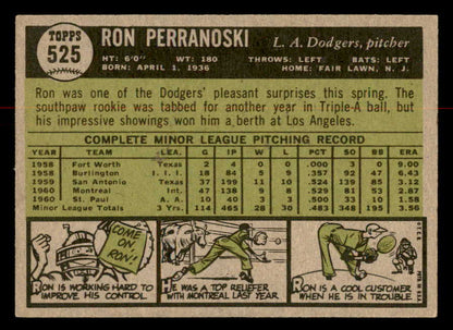 1961 Topps Baseball #525 Ron Perranoski Dodgers EX-MT 566968