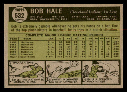 1961 Topps Baseball #532 Bob Hale Indians EX-MT 566985