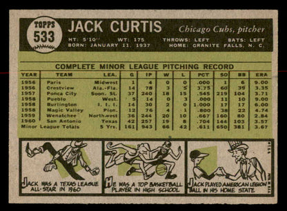1961 Topps Baseball #533 Jack Curtis Cubs EX-MT 566987
