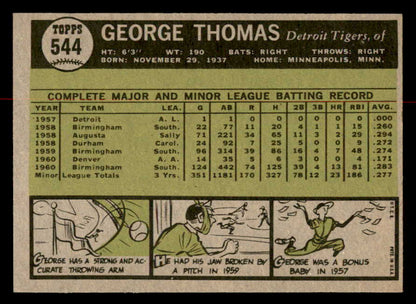1961 Topps Baseball #544 George Thomas Tigers NR-MT 567017