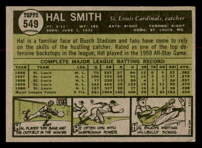 1961 Topps Baseball #549 Hal Smith Cardinals EX-MT 567028