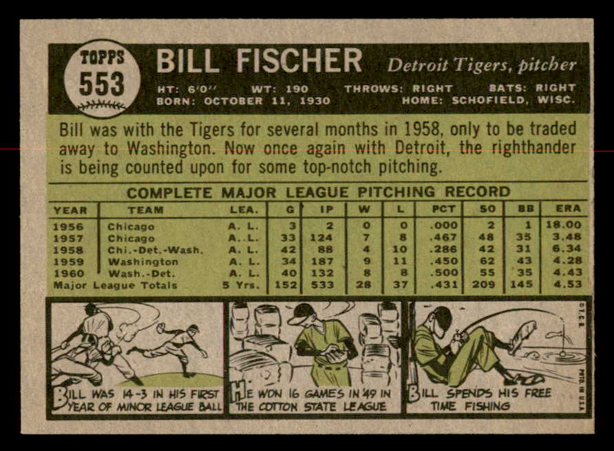 1961 Topps Baseball #553 Bill Fischer Tigers EX-MT 567040