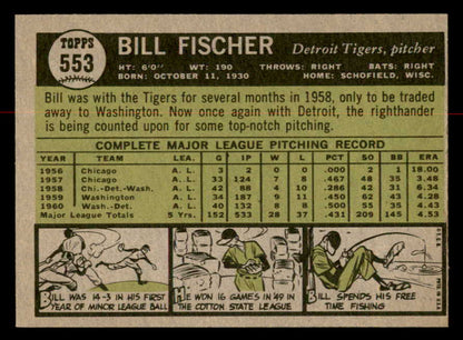 1961 Topps Baseball #553 Bill Fischer Tigers EX-MT 567040