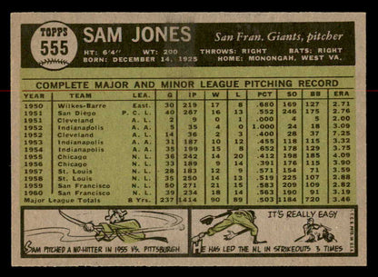 1961 Topps Baseball #555 Sam Jones Giants EX-MT 567045