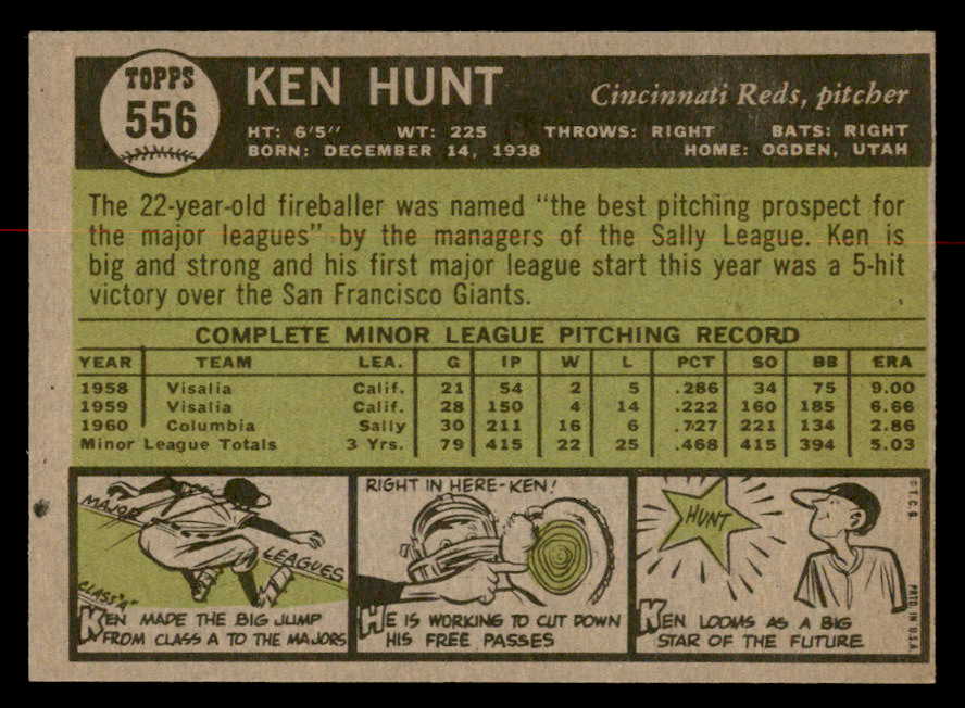 1961 Topps Baseball #556 Ken Hunt Reds EX-MT 567047