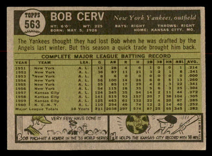 1961 Topps Baseball #563 Bob Cerv Yankees EX-MT 567069