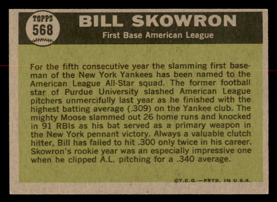 1961 Topps Baseball #568 Bill Skowron A.S. Yankees EX-MT 567081