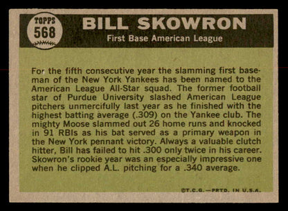 1961 Topps Baseball #568 Bill Skowron A.S. Yankees EX-MT 567082
