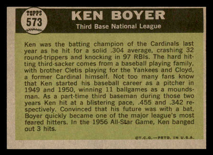 1961 Topps Baseball #573 Ken Boyer A.S. Cardinals NR-MT 567088