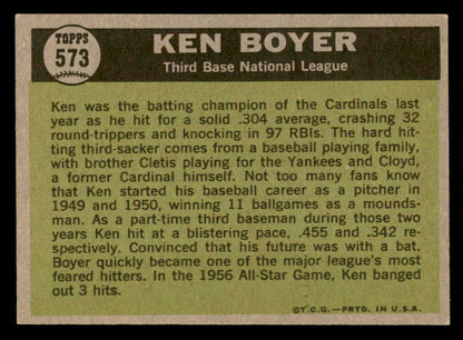1961 Topps Baseball #573 Ken Boyer A.S. Cardinals NR-MT 567089