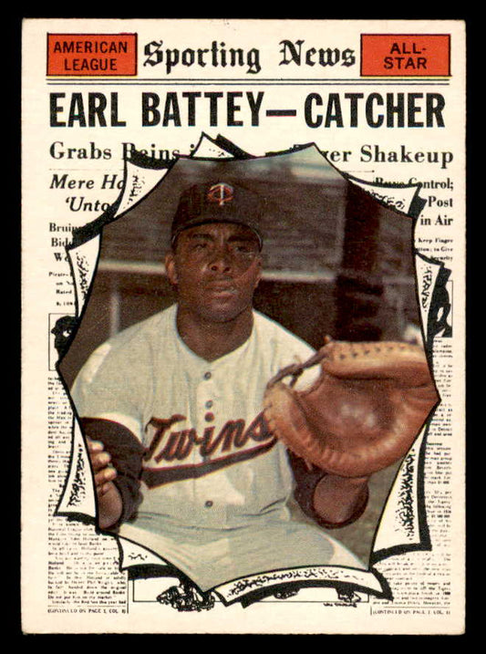 1961 Topps Baseball #582 Earl Battey A.S. Twins EX 567093