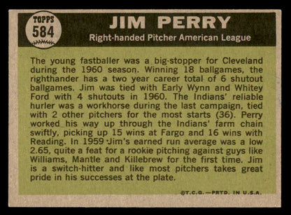 1961 Topps Baseball #584 Jim Perry A.S. Indians EX-MT 567097