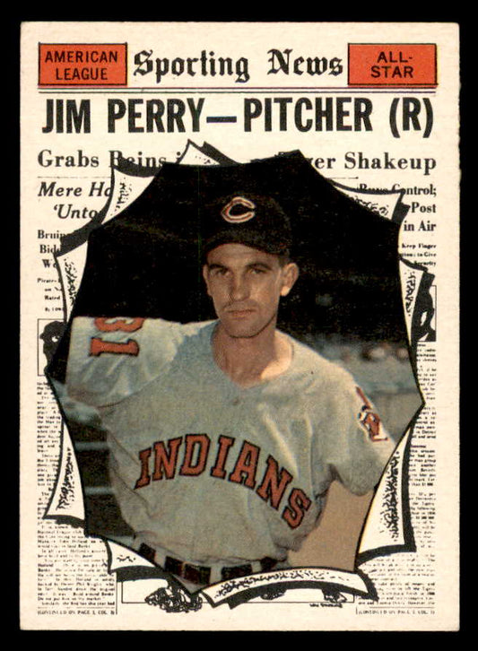 1961 Topps Baseball #584 Jim Perry A.S. Indians EX+/EX-MT 567098