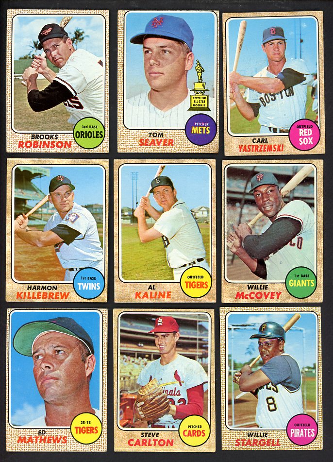 1968 Topps Set Lot 530 Diff EX-MT Seaver Robinson Carlton 567106