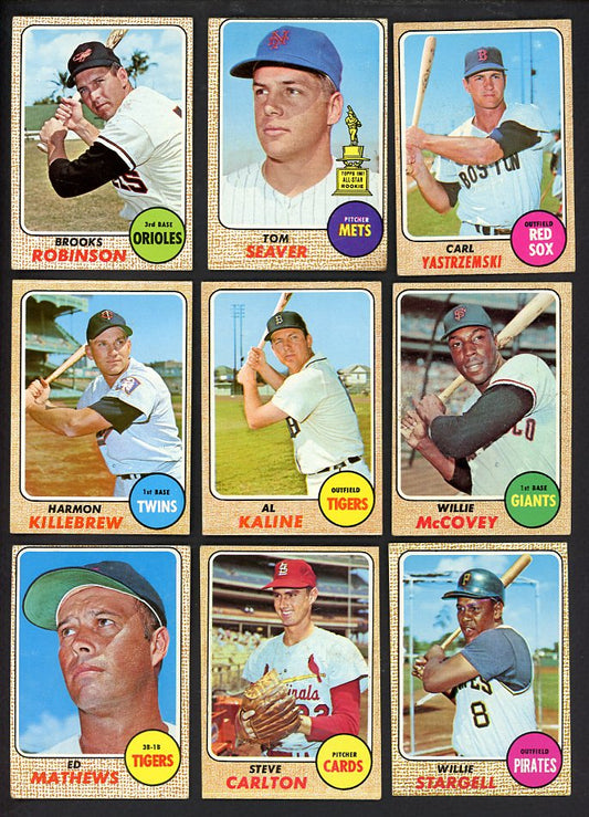 1968 Topps Set Lot 530 Diff EX-MT Seaver Robinson Carlton 567106