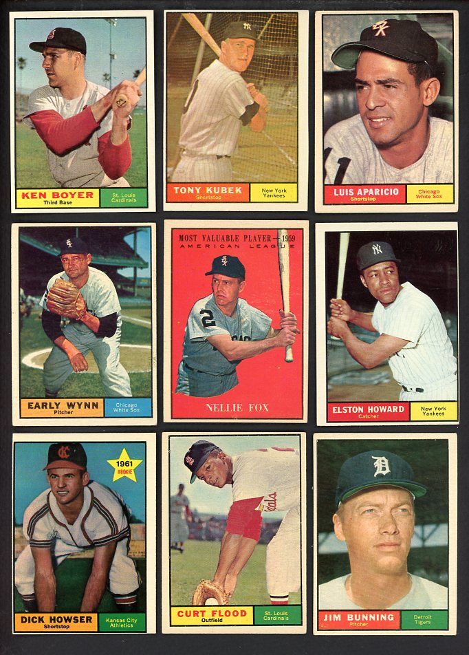 1961 Topps Set Lot 198 Diff EX/EX+ Bunning Aparicio Fox 567122