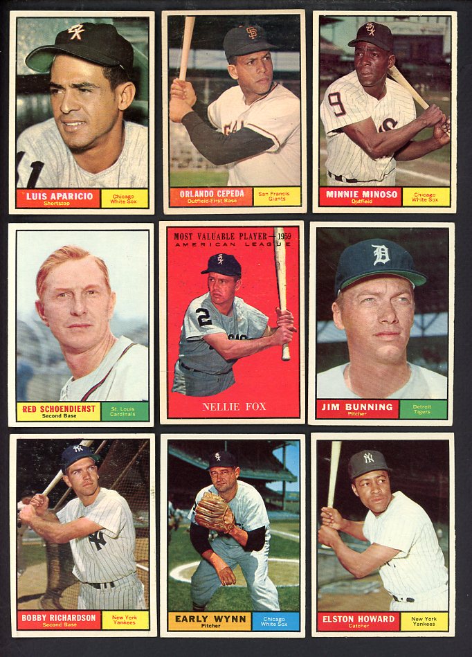 1961 Topps Set Lot 340 Diff EX-MT Better Aparicio Cepeda Wynn 567126