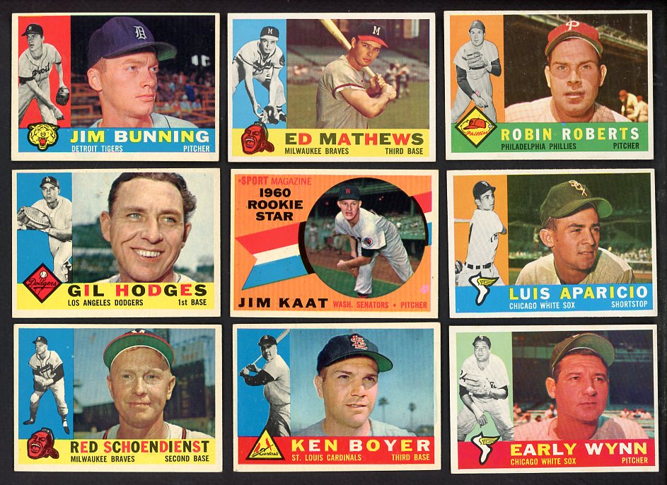 1960 Topps Set Lot 460 Diff EX-MT Mathews Roberts Kaat 567162