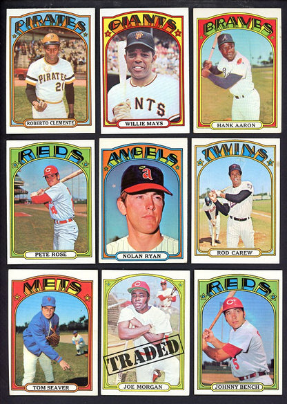 1972 Topps Baseball Complete Set EX+ Clemente Aaron Mays 567177