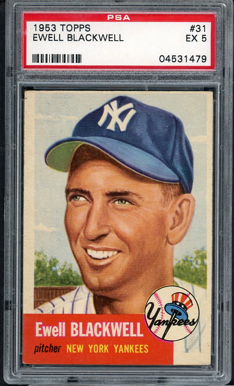 1953 Topps Baseball #031 Ewell Blackwell Yankees PSA 5 EX 567213