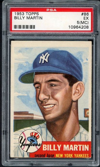 1953 Topps Baseball #086 Billy Martin Yankees PSA 5 EX mc 567214