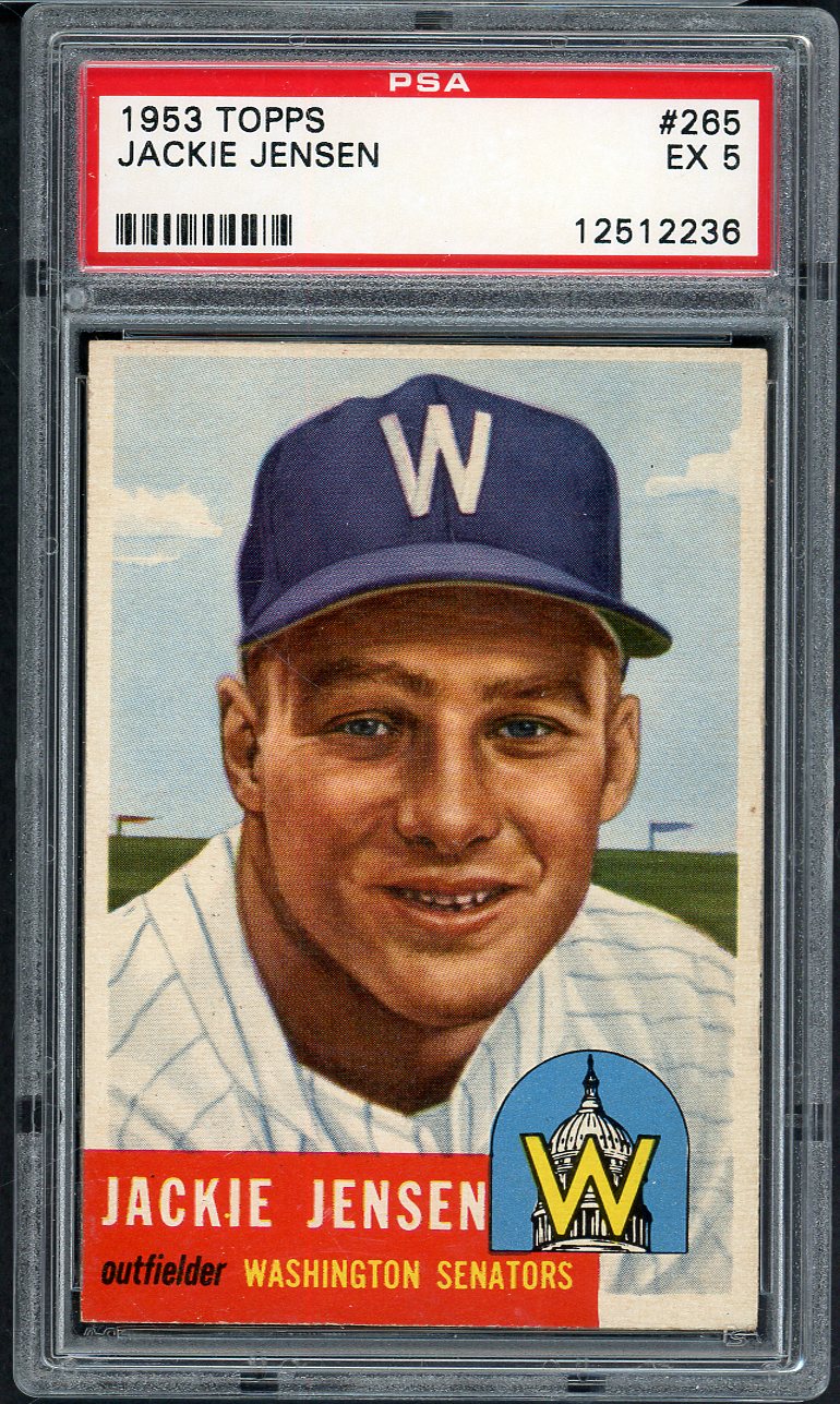1953 Topps Baseball #265 Jackie Jensen Senators PSA 5 EX 567215
