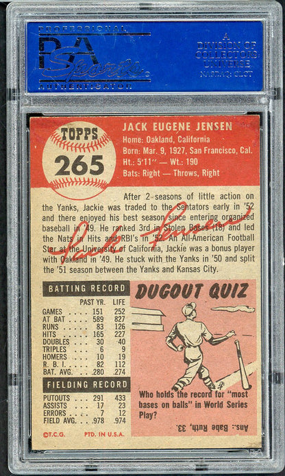 1953 Topps Baseball #265 Jackie Jensen Senators PSA 5 EX 567215