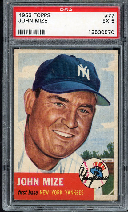 1953 Topps Baseball #077 Johnny Mize Yankees PSA 5 EX 567216