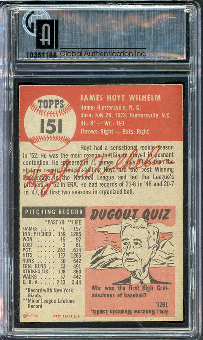 1953 Topps Baseball #151 Hoyt Wilhelm Giants GAI 5 EX 567218